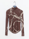 OUDE WAAG 25 Autumn and Winter Raglan Sleeve Ribbed Top OW-OW-25AW-TP07-ZHYH Brown and Gray Print